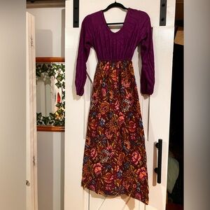 Purple Floral Tapestry Vintage 1960s hostess gown